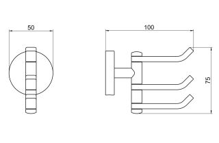 Крючок тройной Aquatek Бетта AQ4632BGM шлифованный чёрный хром